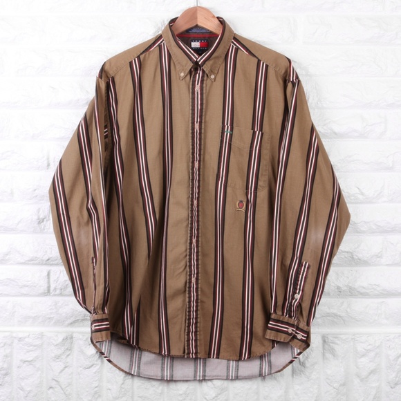 Vintage 90s Stripes Tommy Hilfiger Button Down - Picture 1 of 5